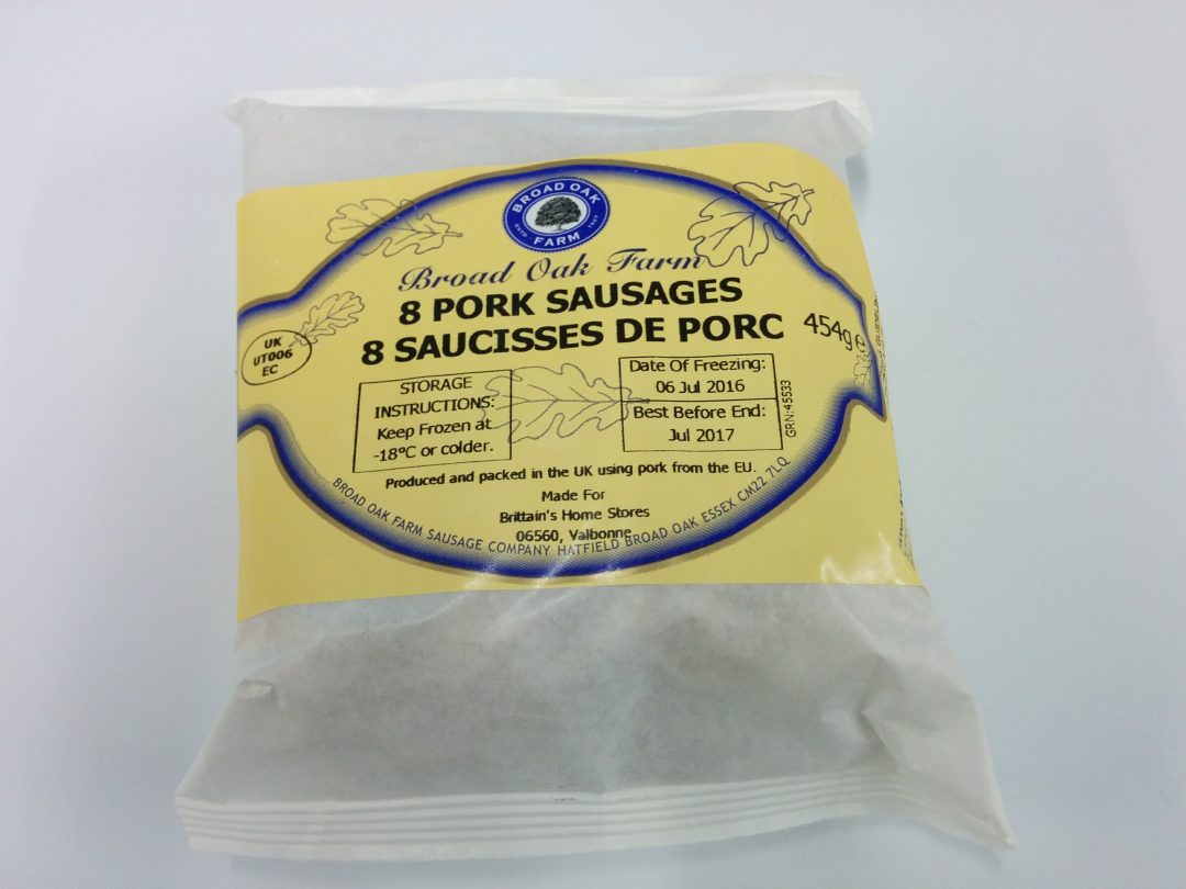Broad Oak Farm Pork Sausages 454g Brittains Direct