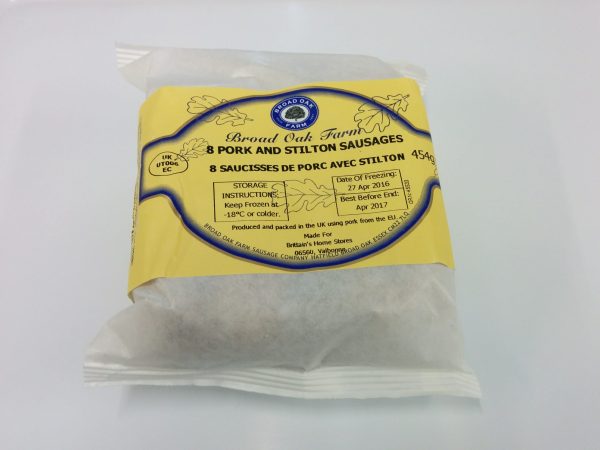 Broad Oak Farm Pork and Stilton Sausages 454g