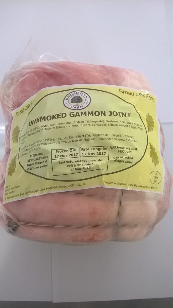 Kissane Unsmoked Gammon Joint 2.2Kg to 2.7Kg