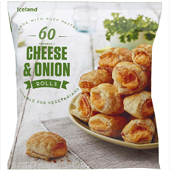 60 (Approx) Cheese and Onion Rolls Iceland 900g - Brittains Direct