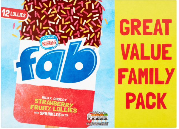 Fab Strawberry Fruity Lollies 12 x 58ml